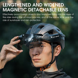 NNEOBA Ultralight Cycling Helmet with Magnetic Goggles LED Taillight Titanium