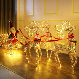 Christmas Gold Reindeer Sleigh with LED Lights