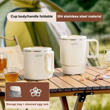 NNEOBA 3-in-1 Portable Foldable Electric Cooker Mini Rice Cooker White