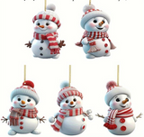 5-Piece Acrylic Snowman Ornaments – 2D Flat ornament