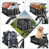NNEOBA Rear Bike Basket with Waterproof Bag Metal Rear Rack Carrier Black