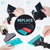 3-Piece Car Window Squeegee & Film Tint Scraper Set with Soft Rubber Blade