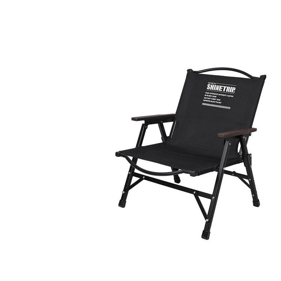 NNEOBA Outdoor Folding Chair Kermit-Style with Oak Armrests Black