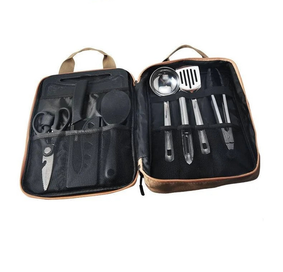 NNEOBA 8-Piece Camping Kitchen Cookware Set Khaki