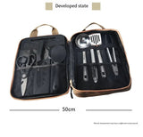 NNEOBA 8-Piece Camping Kitchen Cookware Set Khaki