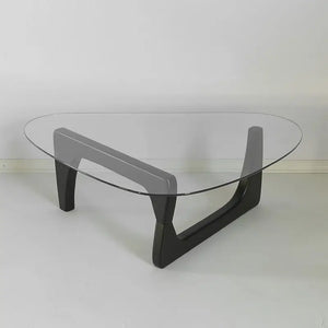 NNEOBA Triangle Glass Coffee Table - Solid Wood Base, Minimalist Nordic Design
