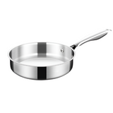 NNEOBA 20cm Tri-Ply 304 Stainless Steel Frying Pan Uncoated Silver
