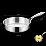 NNEOBA 20cm Tri-Ply 304 Stainless Steel Frying Pan Uncoated Silver