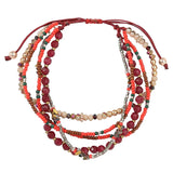 NNEOBA Bracelet with Multi-Layer Bohemia Beads for Women (Red)