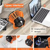NNETM 2-in-1 Rechargeable USB Tent Ceiling Fan with LED Light - Orange