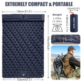 NNEOBA Inflatable  Sleeping Pad Air Mattress with Built-in Pillow Pump Navy Blue