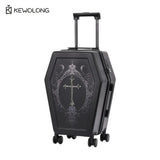 Gothic Coffin Travel Suitcase – Vintage Hard-Shell Rolling Luggage