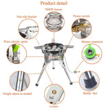 NNEOBA Camping Gas Stove 7400W High-Power Silver