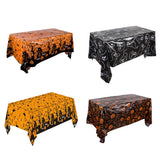 Halloween Disposable Plastic Tablecloth – Pumpkin, Spider Web & Bat Party Table Cover for Home and Celebrations