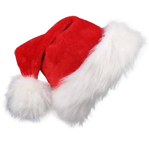 NNEOBA Christmas Santa Hat Plush Holiday Red Hat for Adults