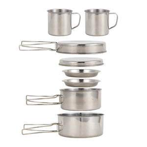 NNEOBA 8-Piece Camping Cookware Mess Kit Silver