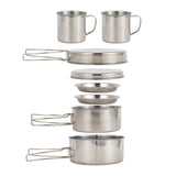 NNEOBA 8-Piece Camping Cookware Mess Kit Silver