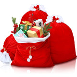 Large Red Velvet Christmas Gift Bag with White Pompom