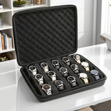 15-Slot Hard Shell Watch Storage Case – Shockproof Watch Organizer with Foam Padding