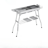 NNEOBA Portable Outdoor Stainless Steel Charcoal Grill Foldable BBQ Tool Silver