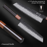 NNEOBA 8.2-Inch Damascus Steel Cleaver Hand-Forged Knife Black