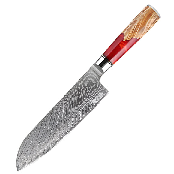 NNEOBA 7-Inch VG10 Damascus Steel Chef Knife  Razor Sharp Red