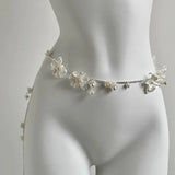 NNEOBA Retro Multilayer Pearl Waist Chain Belt Women (C)