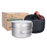 NNEOBA Titanium Camping Cookware Set Pan with Folding Handles Silver