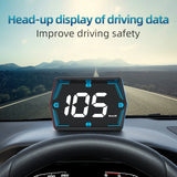 NNEOBA Car Head Up Display GPS Speed Display with Alarm Light Sensor Black