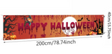 Halloween Ghost & Pumpkin Banner Retro Party Sign 200x40cm