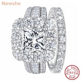 Silver Halo Princess Cut Cubic Zirconia Engagement Ring – Vintage Wedding Ring for Women