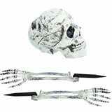 Halloween Skeleton Stakes with Skull Head & Movable Hand Arms
