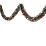 2M Red Christmas Tinsel Garland with LED Lights