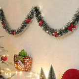 2M Red Christmas Tinsel Garland with LED Lights