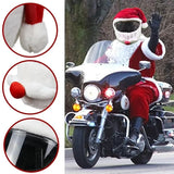 Santa Claus Plush Motorcycle Helmet Cover Red Christmas Decor