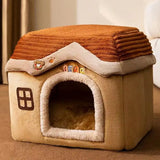 NNEOBA Foldable Soft Pet House And Bed Detachable Cave-Style Nest Brown