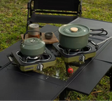 NNEOBA Double Burner Camping Stove High Firepower Gas Green