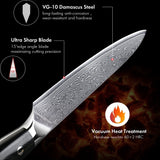 NNEOBA 5-Inch Damascus Steel Utility Knife VG10 Core G10 Handle Black