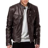 NNEOBA Men's PU Motorcycle Leather Jacket Slim Fit Zipper