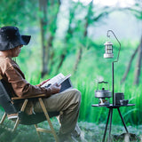 NNEOBA Folding Round Table Portable Telescopic Outdoor Three-legged Dining Table with lamp holder