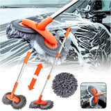 NNEOBA Rotating Car Wash Mop Brush–3-Section Telescopic Double Head Orange