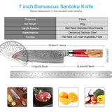 NNEOBA 7-Inch VG10 Damascus Steel Chef Knife  Razor Sharp Red