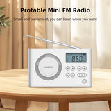 NNEOBA Mini Portable Digital FM Radio White