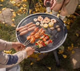 NNEOBA Outdoor Charcoal Fire Pit Portable Iron Fire Bowl with Folding Legs Black