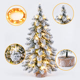 Snow-Flocked Christmas Tree Tabletop Figurine with LED Lights