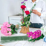 10Pcs Green Floral Wire Stems for Flower Arrangements
