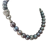 AAAA+ Natural Black Blue Baroque Pearl Necklace – 925 Sterling Silver Clasp (16–35 Inch)