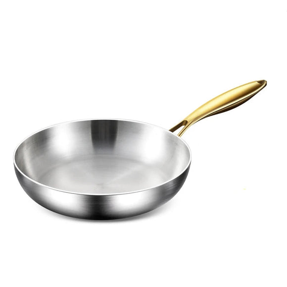 NNEOBA 316 Stainless Steel Nonstick Frying Pan 7-Ply Wok Pan Silver