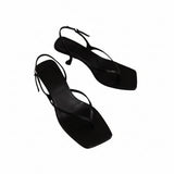 Women's Square Toe Kitten Heel Sandals