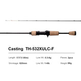 NNEOBA TH-532XULC-F Ultralight Spinning Casting Rod Carbon Brown